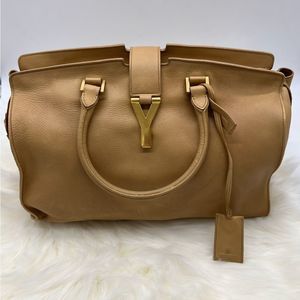 YSL Vintage Classic Y Cabas Bag in Beige